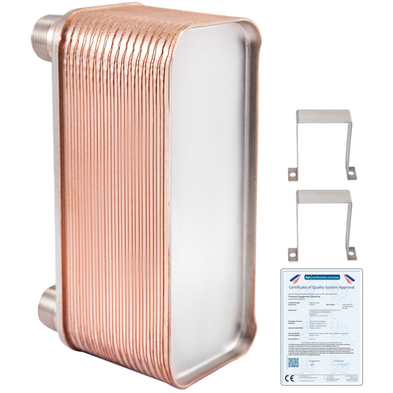 foto del prodotto mophorn scambiatore di calore 3 4 mnpt, 30 piastre in acciaio inossidabile brasato 316l, refrigeratore a piastra piana per riscaldamento idronico