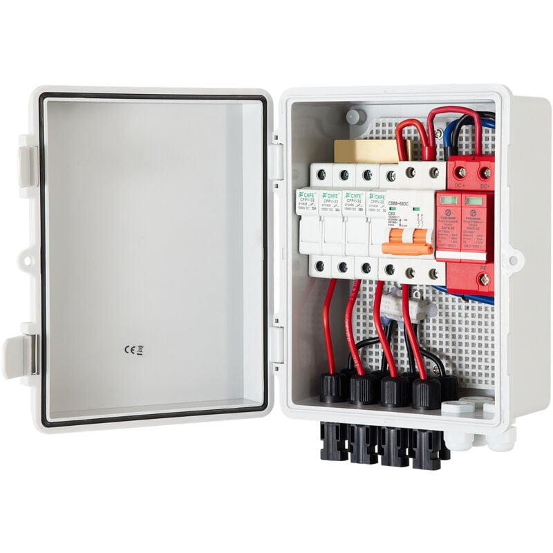 foto del prodotto mophorn scatola combinatrice fotovoltaica, combinatrice solare a 4 stringhe con fusibile da 15 a, interruttore automatico da 63 a, classificazione