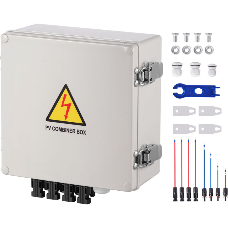 immagine 0 del prodotto mophorn scatola combinatrice fotovoltaica, scatola combinatrice solare a 4 stringhe, fusibile da 10 a, interruttore da 63 a, parafulmine,