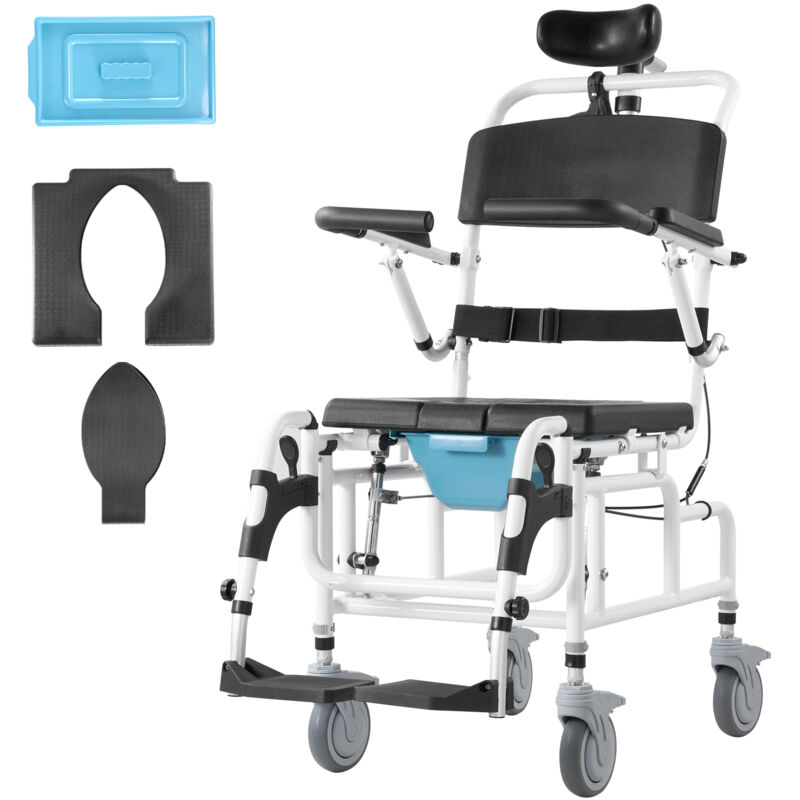 foto del prodotto mophorn sedia a rotelle per doccia, bagno per adulti disabili, sedia in alluminio per doccia rotolante regolabile con freno sedia da trasporto per