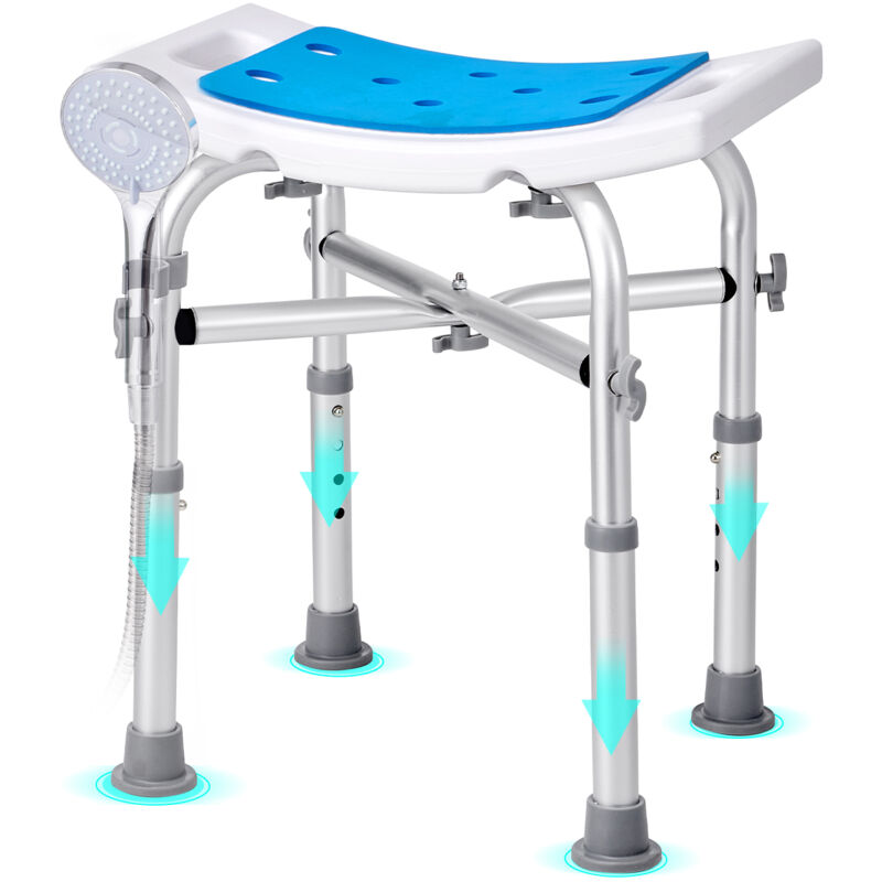 foto del prodotto mophorn sedile per doccia antiscivolo altezza regolabile 405 480mm, sgabello per doccia carico max. 226,8kg,sedia per doccia in alluminio