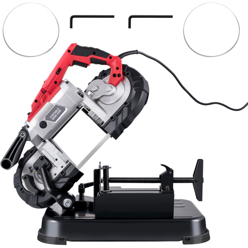 foto del prodotto mophorn sega a nastro portatile con capacita di taglio di 5 pollici a batteria con base rimovibile in lega deacciaio velocita variabile, motore