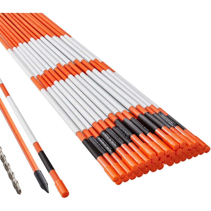 foto del prodotto mophorn segnavialetto, 50 pezzi da 48 in, pali in fibra di vetro arancione da 0,31 in di diametro con nastro riflettente, punta da trapano in acciaio