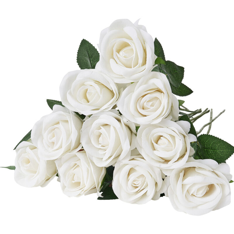 foto del prodotto mophorn set di 60 rose artificiali in schiuma dall aspetto naturale, fiori bianchi con steli per creazioni fai da te, decorazioni per matrimoni,