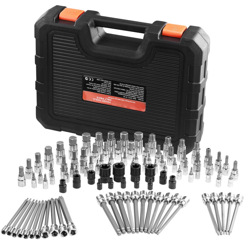 foto del prodotto mophorn set di bussole 107 pezzi sae e metriche, esagonali torx torx esterne, acciaio legato s2 e acciaio cr v, attacchi 0,63 0,95 1,27 cm con