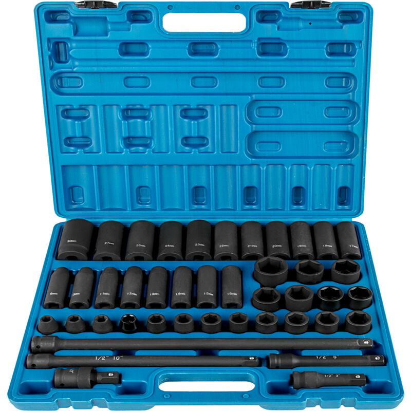 foto del prodotto mophorn set di bussole a impatto da 1 2 pollice, 43 pezzi, assortimento di bussole metriche standard e profonde, set di bussole a 6 punte da 9 a 30