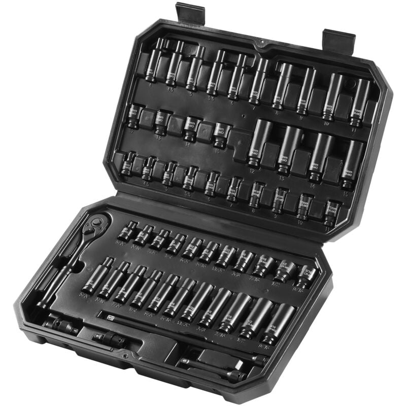 foto del prodotto mophorn set di bussole a impatto da 55 pezzi con attacco da 1 4 , sae profondo e poco profondo da 5 32 a 9 16 e metrico da 4 a 15 mm, acciaio