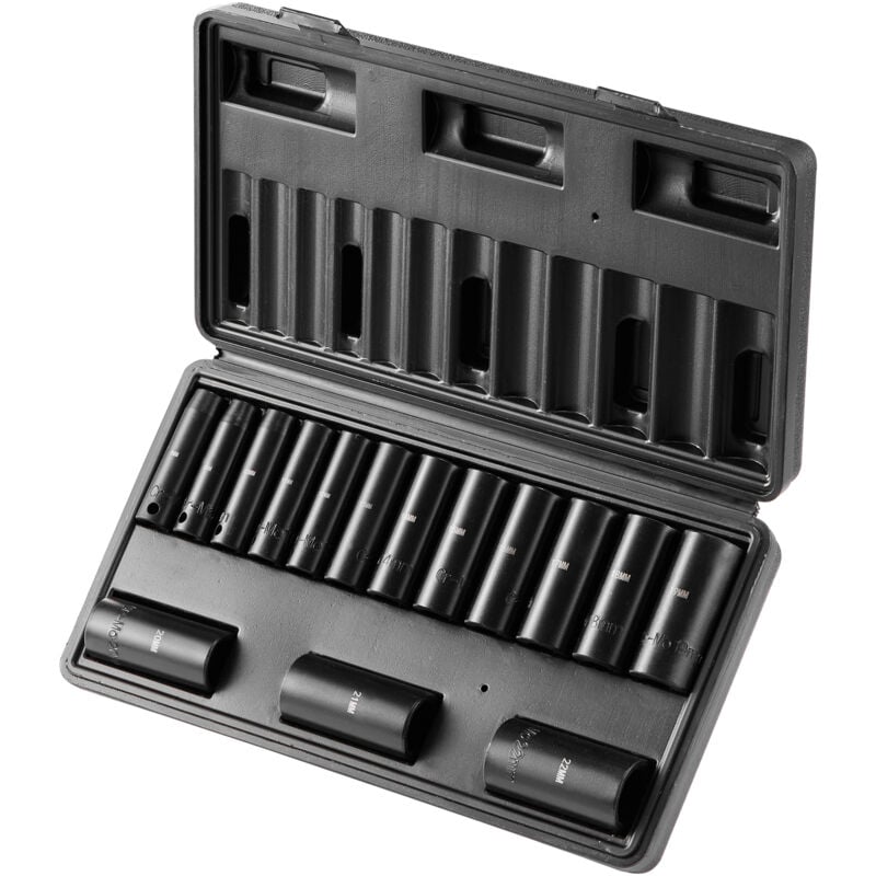 foto del prodotto mophorn set di bussole a percussione da 3 8 pollici, set di bussole profonde da 15 pezzi metrico 8 22 mm, acciaio legato cr mo a 6 punti per