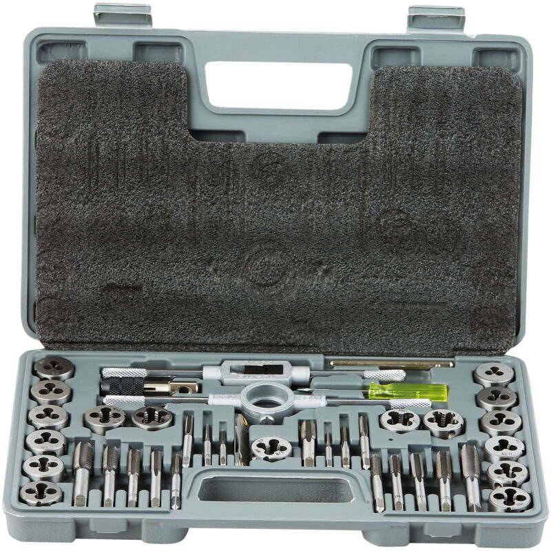 foto del prodotto mophorn set di filiere maschi utensili per filettatura sae 40 pezzi in totale, set per rubinetti matrici nc nf npt in lega di zinco utensili per