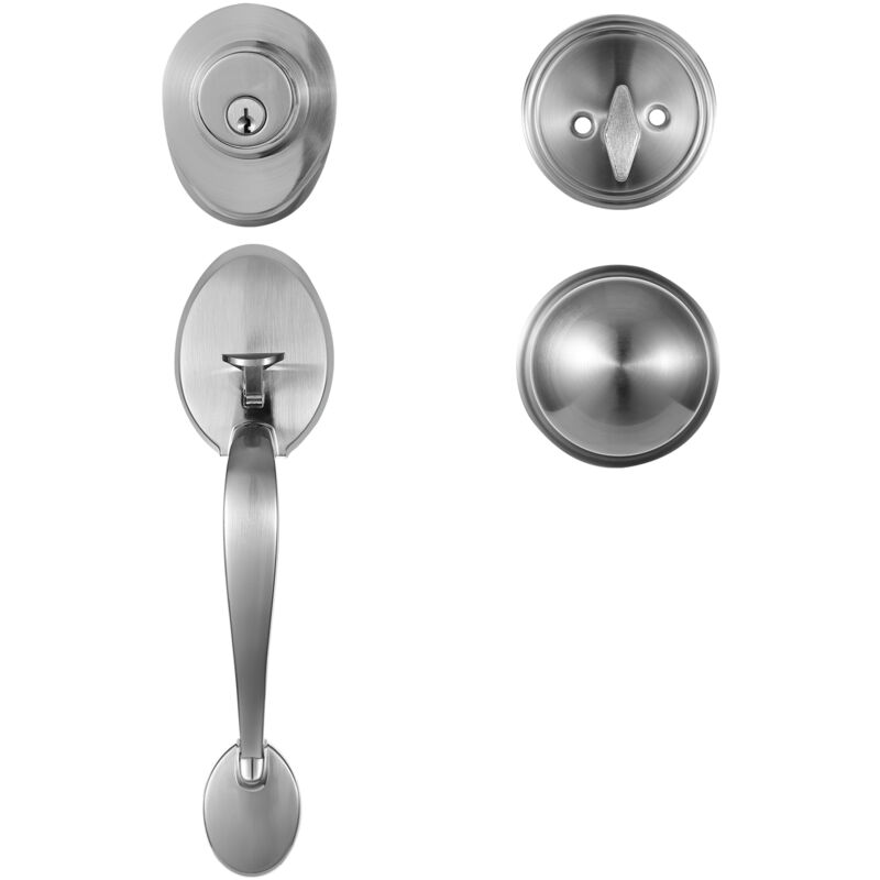 foto del prodotto mophorn set di maniglie per porta anteriore deingresso colore argento, set di maniglia chiavistello serratura per porta deingresso interno casa