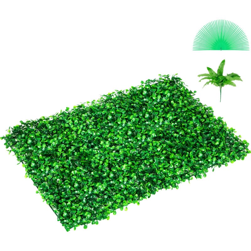 foto del prodotto mophorn set di pannelli in legno di bosso artificiale, 4 pannelli da parete per siepi con protezione uv, 61 x 40,6 cm, sfondo con erba verde per