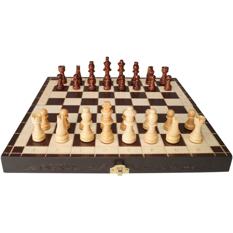 foto del prodotto mophorn set di scacchi in legno magnetico da 12 pollici. ideale per principianti con 2 regine extra. scacchiera pieghevole con scomparti e scatola.