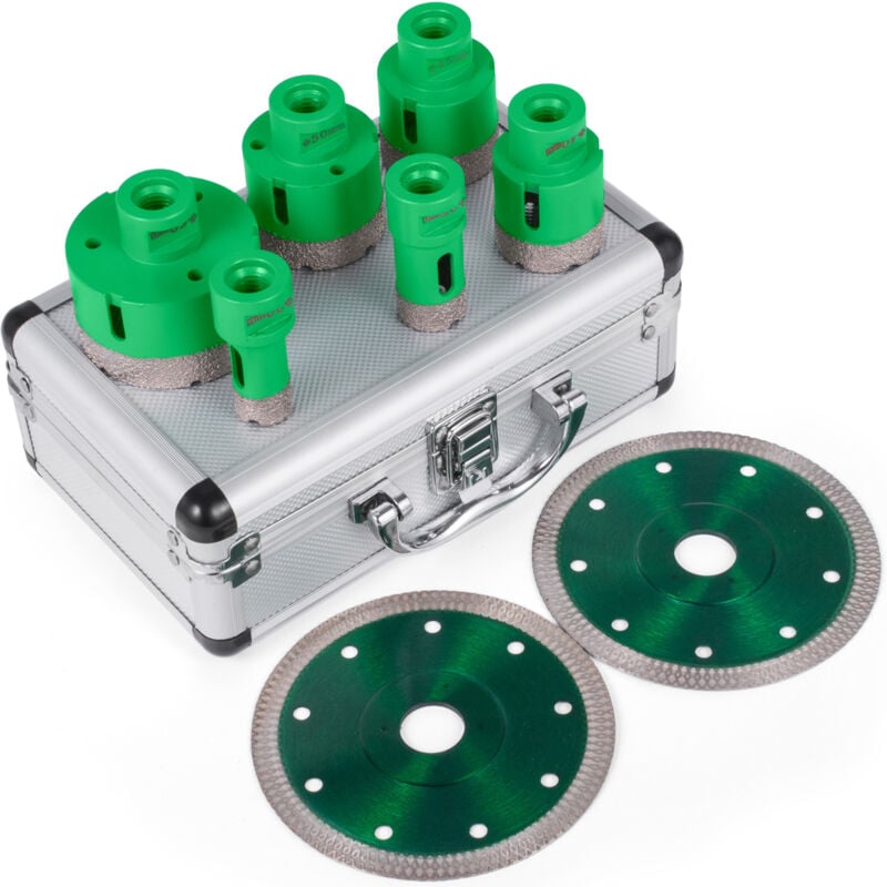 foto del prodotto mophorn set di seghe a tazza diamantate da 6 pezzi, punte per trapano con filettatura m14, 20 68 mm, con 2 lame, argento