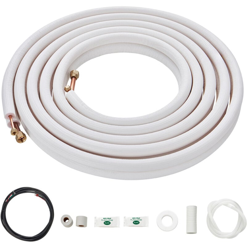 foto del prodotto mophorn set mini linea split da 25 piedi, tubi in rame con diametro esterno di 6,4 e 12,7 mm con isolamento a triplo strato, include cavo di