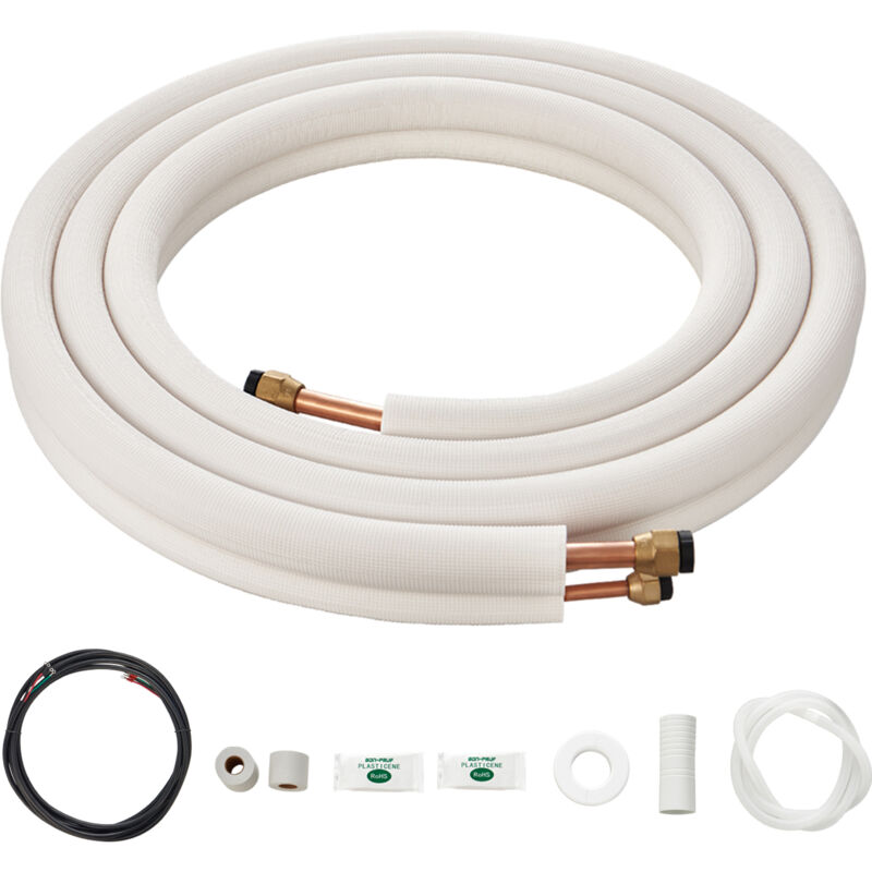 foto del prodotto mophorn set mini linea split da 4.876,8 mm, tubi in rame con diametro esterno di 9,5 e 15,9 mm con isolamento a triplo strato, include cavo di