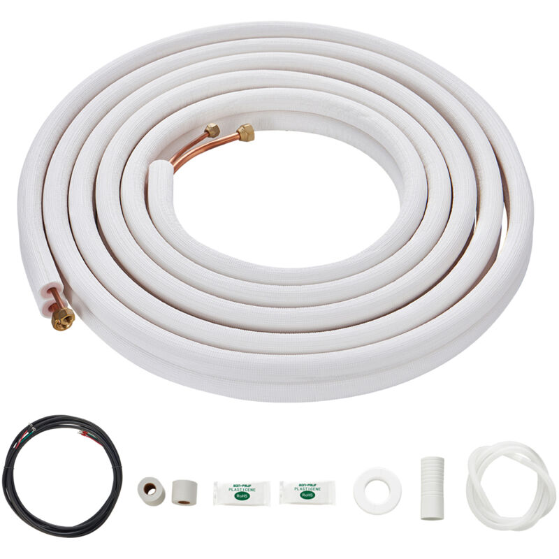 foto del prodotto mophorn set mini linea split da 7.620 mm, tubi in rame con diametro esterno 6,4 e 9,5 con isolamento a triplo strato, include cavo di collegamento