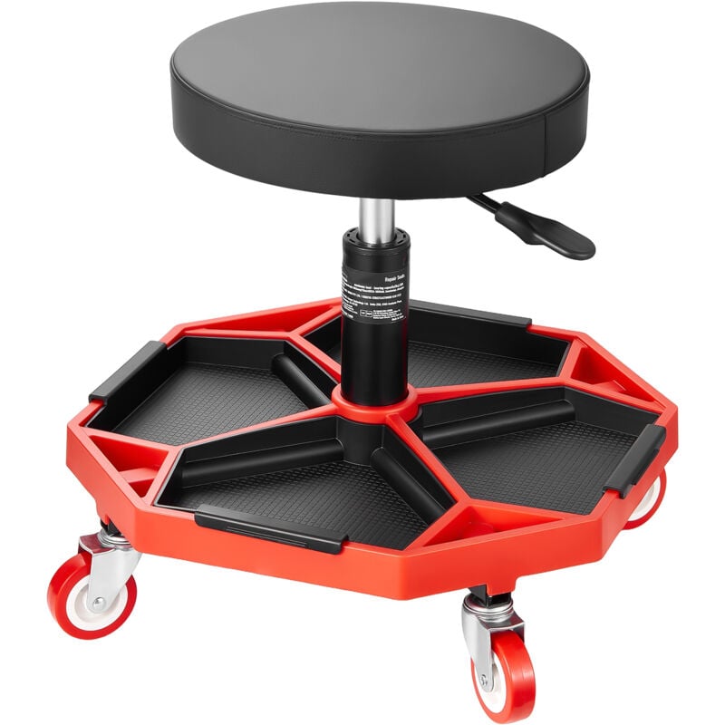 foto del prodotto mophorn sgabello da meccanico con ruote, capacit 136 kg, altezza regolabile 420 550 mm, sedile con rotelle, vassoio portautensili, per garage,