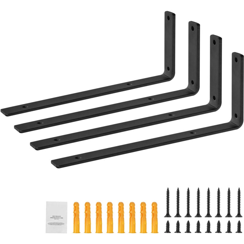 foto del prodotto mophorn staffe per mensole, 256 x 155 mm, staffe per mensole sospese per carichi pesanti, 4 pezzi, staffe per mensole a forma di l, nere opache