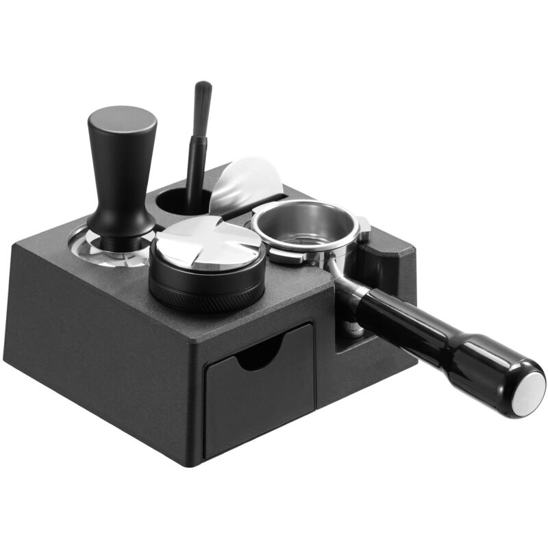 foto del prodotto mophorn stazione di pressatura per caff espresso 7 in 1, supporto per pressatura del caff in abs con scatola di battuta, fessura staccabile, base
