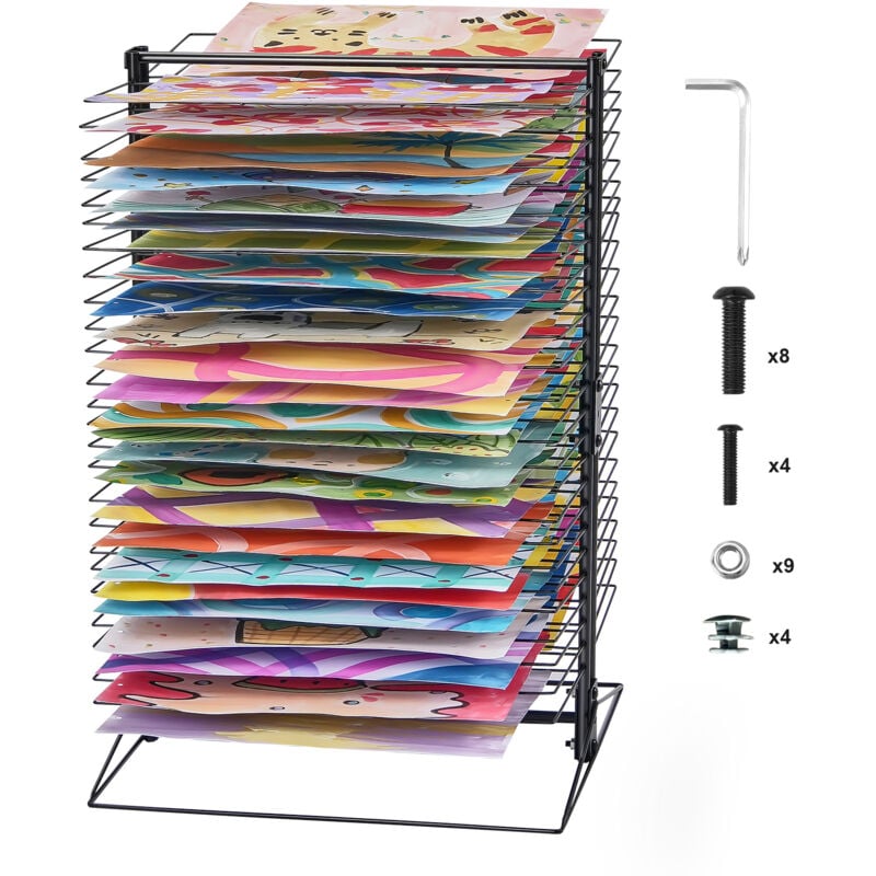foto del prodotto mophorn stendibiancheria per opere d arte, 50 ripiani rimovibili, 20 x 17 x 30 rack in metallo con base stabile per dipinti, opere d arte in