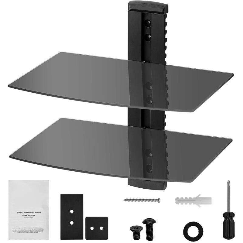 foto del prodotto mophorn supporto multimediale scaffale galleggiante per proiettore con 2 ripiani,mensola a parete multimediale,supporto a parete per audio,rack di