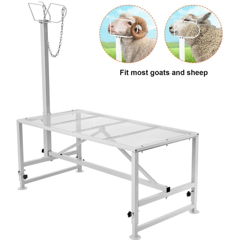 foto del prodotto mophorn supporto per capre e pecore 47x23 pollici supporto per bestiame. metallo, altezza regolabile da 21 a 33 . con pezzo di testa e anello