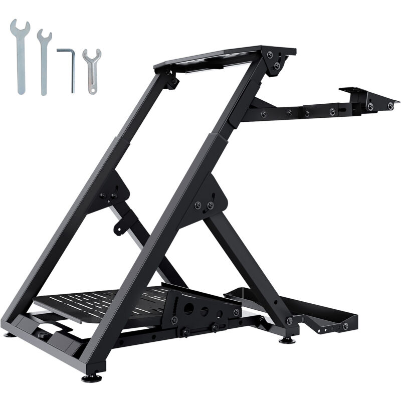 foto del prodotto mophorn supporto per volante da corsa pieghevole, base universale regolabile in altezza per logitech e thrustmaster, telaio resistente con ruote