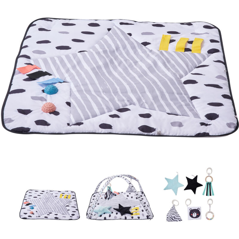 foto del prodotto mophorn tappetino da palestra per bambini tummy time. 6 giocattoli sensoriali, 2 palle di tocco. tessuto morbido per le capacit sensoriali e