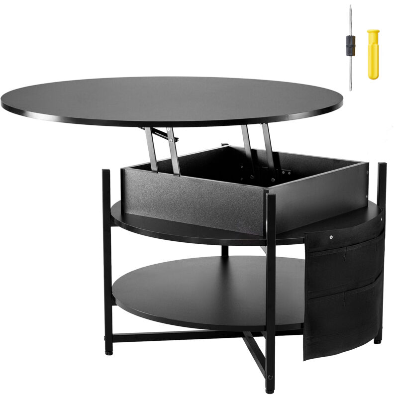 foto del prodotto mophorn tavolino da caffe con piano sollevabile 900 x 900 x 510 mm tavolino da caffe rotondo con tasche portaoggetti extra, tavolino da caffe