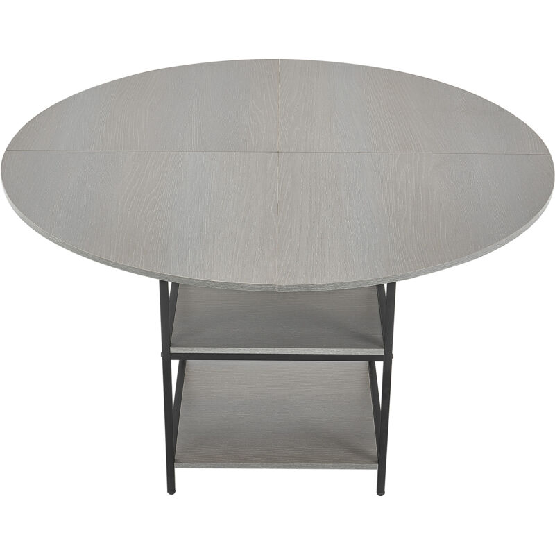 foto del prodotto mophorn tavolo da pranzo rotondo da 1200 mm tavolo in legno, carico 136,1 kg mobili circolari moderni, con ripiano portaoggetti e gambe in metallo,