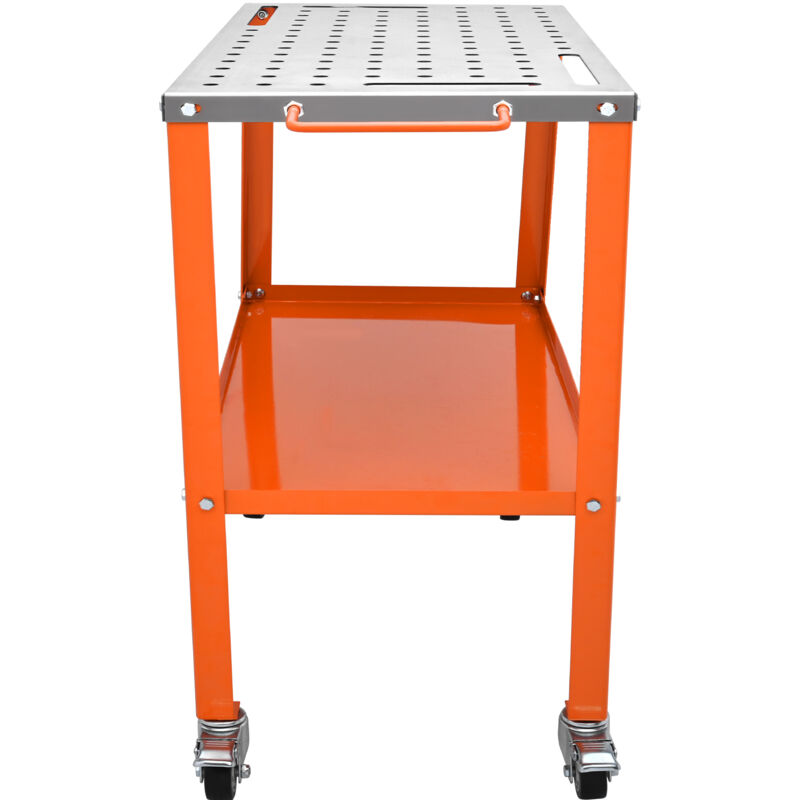 foto del prodotto mophorn tavolo da saldatura in acciaio 36 x 18, capacit 1200 libbre, banco da lavoro portatile con ruote bloccabili, 4 slot per utensili, fori di