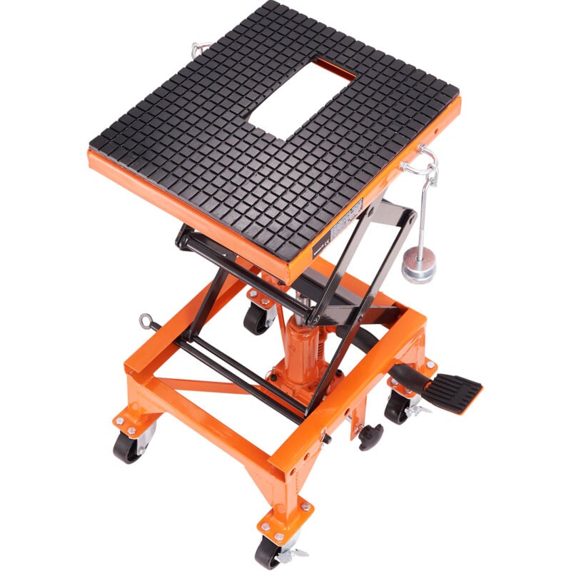 foto del prodotto mophorn tavolo sollevatore idraulico per motocicli capacita 200 kg jack a forbice ampio ponte ganci a j 4 ruote a pedale jack stand atv dirt bikes