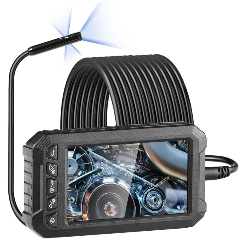 foto del prodotto mophorn telecamera endoscopica luce, boroscopio a tripla lente con cavo 5 m scheda 32 gb, schermo 127 mm 1080p luci led, telecamera a serpente