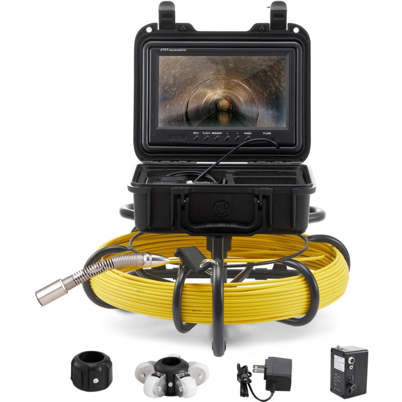 foto del prodotto mophorn telecamera per fognatura da 9 pollici, telecamera per ispezione tubi 720p, cavo da 230 piedi, schermo ad alta risoluzione