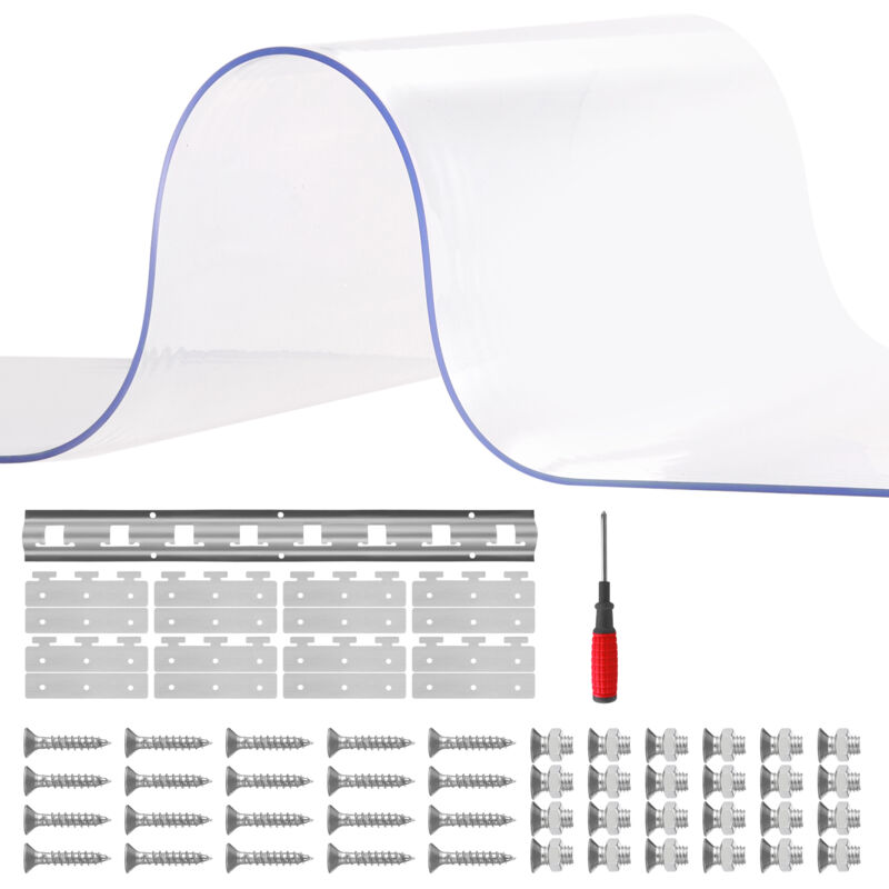 foto del prodotto mophorn tenda a strisce in plastica 122x213,4 cm, tenda a lamelle trasparente, 8 strisce in plastica per porta, spessore 2 mm, per porta cella