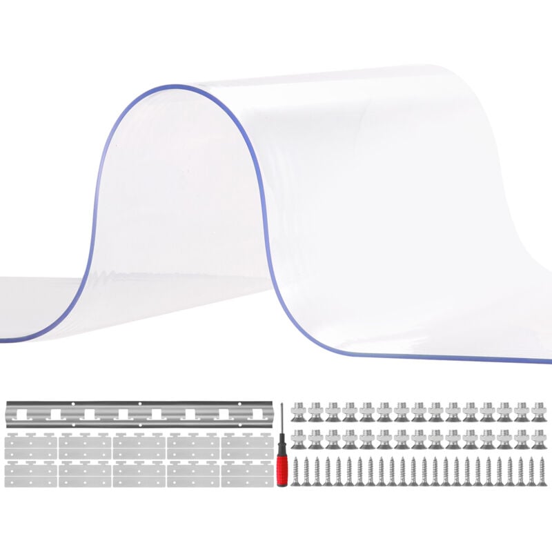 foto del prodotto mophorn tenda a strisce in plastica 152,4x213,4 cm, tenda a lamelle trasparente, 10 strisce in plastica per porte, spessore 2 mm, per porte per