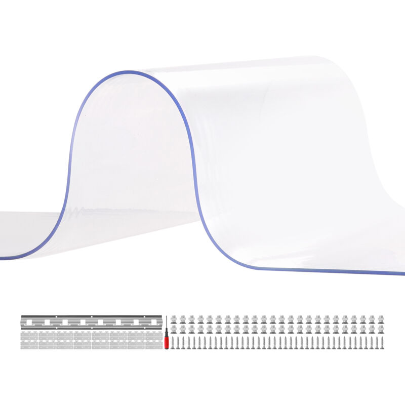 foto del prodotto mophorn tenda a strisce in plastica, 244x244 cm, tenda a lamelle trasparente, 12 strisce in plastica per porta, spessore 2 mm, per porta di cella
