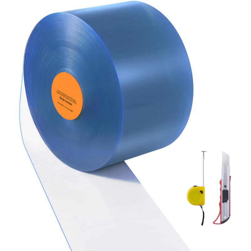 foto del prodotto mophorn tenda a strisce in plastica, 2500x30,5 cm, tenda a lamelle trasparente, striscia per porte in plastica liscia a rullo spessore 3 mm per