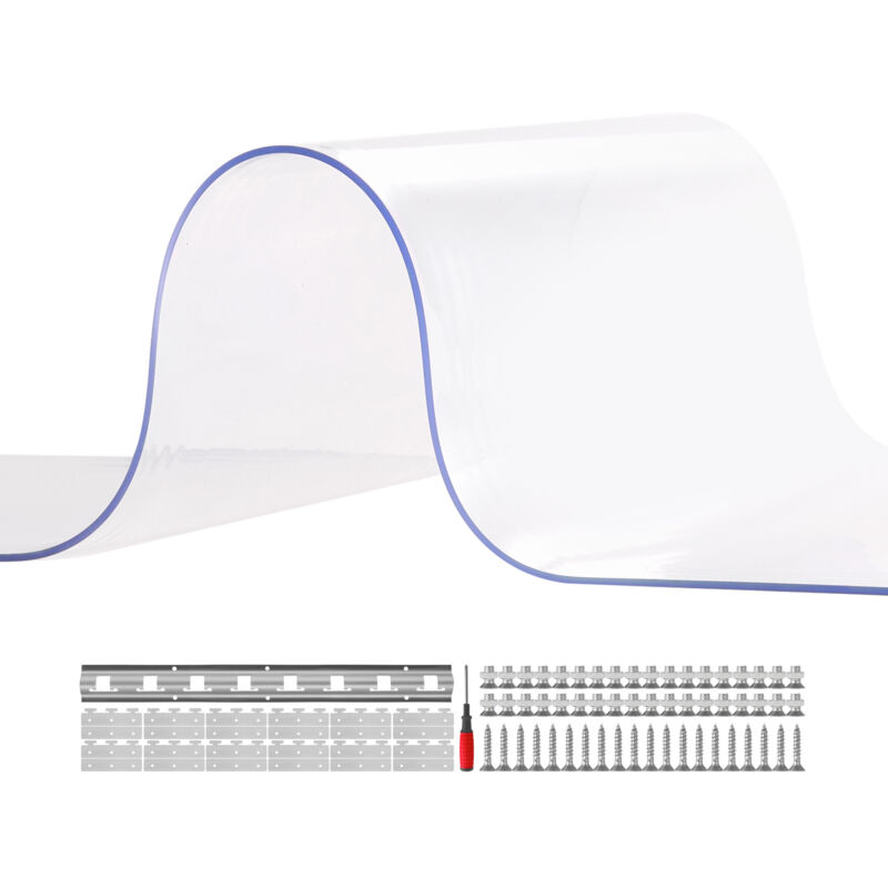 foto del prodotto mophorn tenda a strisce in plastica trasparente, 183x244 cm, tenda a lamelle trasparente, 12 strisce in plastica per porta, spessore 3 mm, per porta