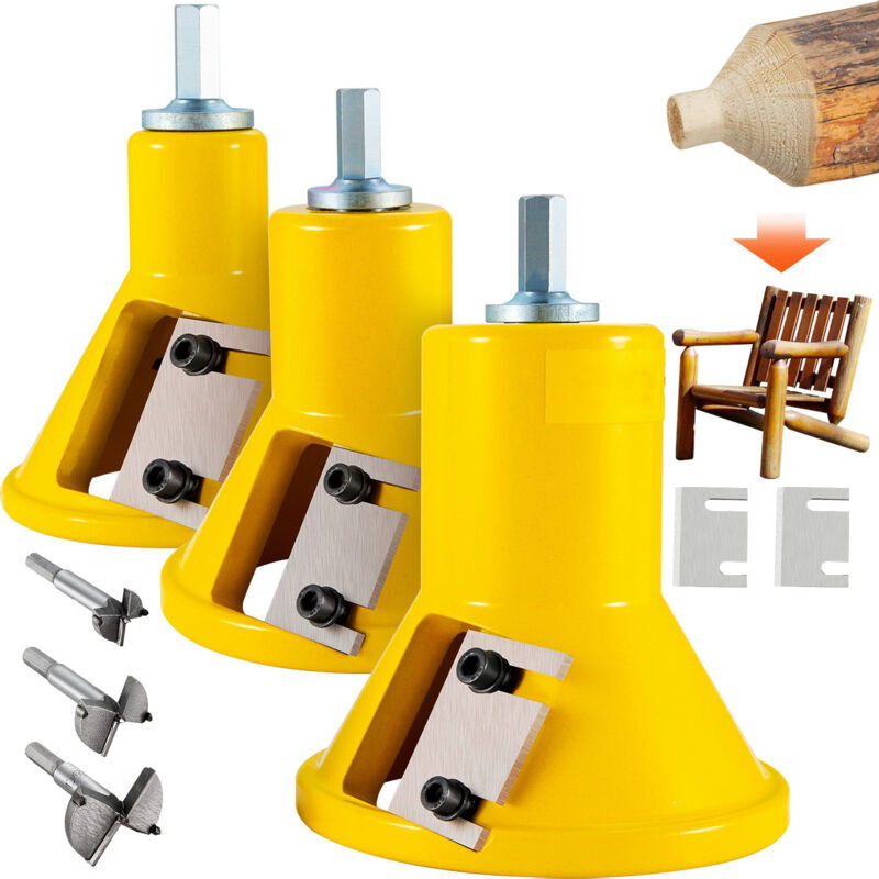 foto del prodotto mophorn tenon cutter, 1 25,4 mm e 1,5 38 mm e 2 50,8 mm. alluminio e acciaio di prima qualit . con doppie lame dritte e viti a bottone. kit