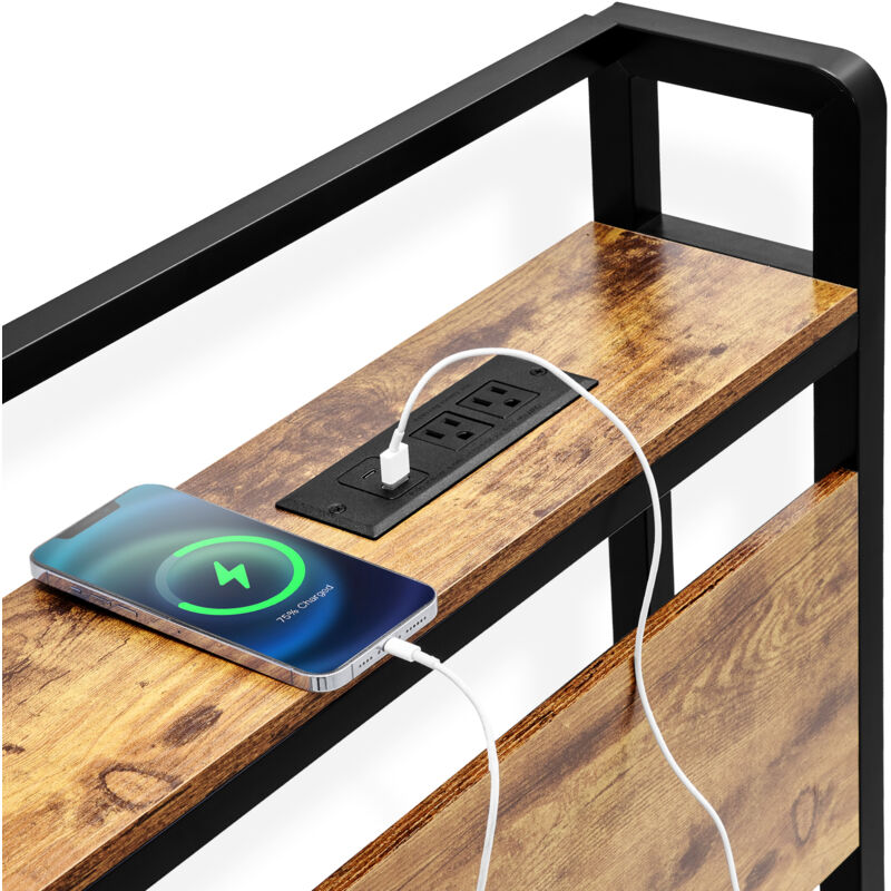 foto del prodotto mophorn testiera per letto king size altezza regolabile con ripiano portaoggetti,testiera king size indipendente dotata di prese e porta usb per