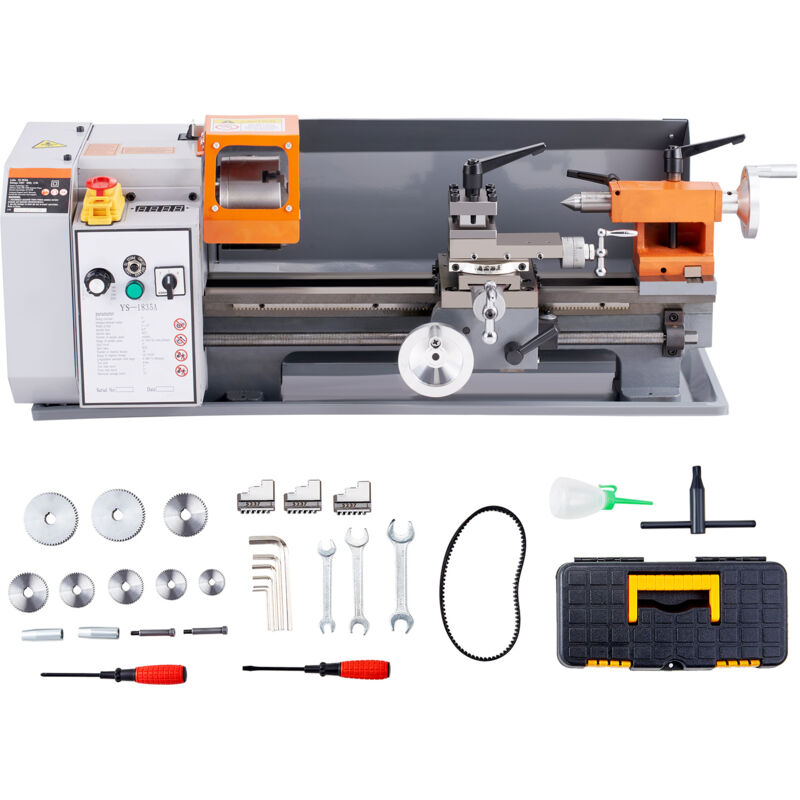 foto del prodotto mophorn tornio da banco per metallo, 7 x 13,78 , utensile elettrico di precisione, velocit variabile 0 2200 giri min, motore brushless da 500