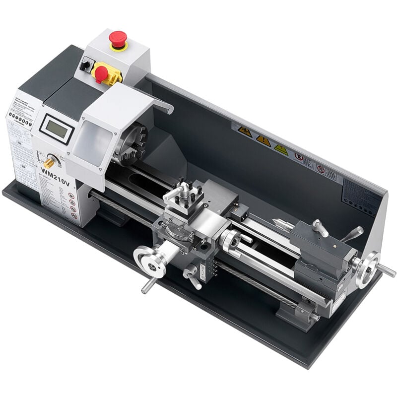 foto del prodotto mophorn tornio per metalli 210 x 370 mm, tornio da banco di precisione, velocit variabile fino a 2500 giri min, mandrino ingranaggio 550 w per