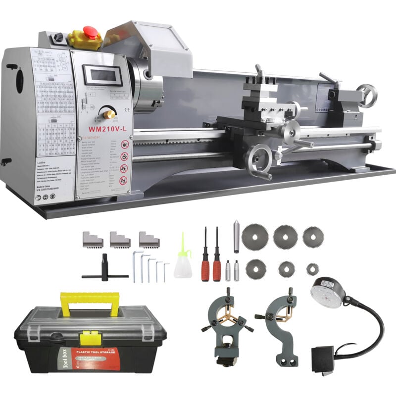 foto del prodotto mophorn tornio per metallo, 8,3 x 29,5 , tornio da banco di precisione, velocita 0 2500 giri min, motore brushless da 750 w, ingranaggi in