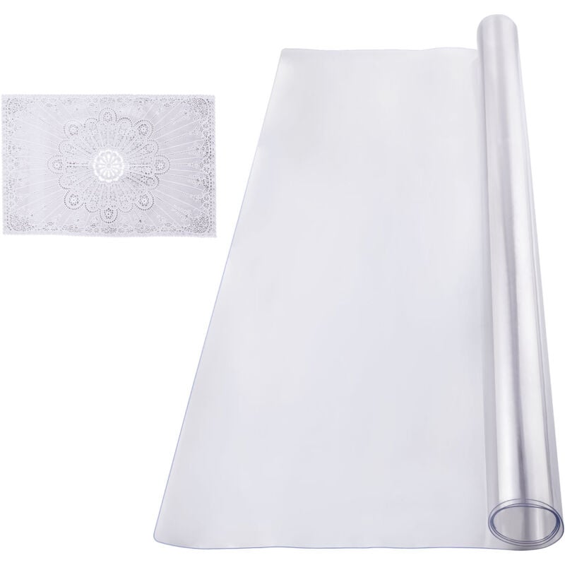 foto del prodotto mophorn tovaglia in plastica per tavolo 76,2 x 152,2 cm, spessore 1,5 mm, tappetino trasparente rettangolare in plastica impermeabile tovaglia per
