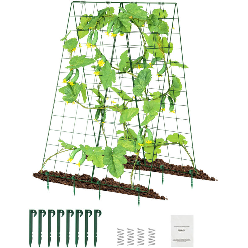 foto del prodotto mophorn traliccio per cetrioli per piante rampicanti, traliccio in metallo pieghevole da 46 x 32 con clip per piante, supporto da giardino per