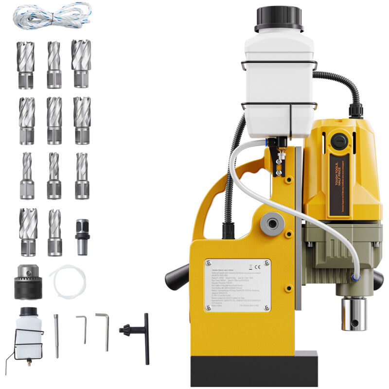 foto del prodotto mophorn trapano magnetico motore da 1400w, diametro alesante da 1,6 pollici, pressa per trapano elettrico portatile da 2810 lbf. viene con 11 bit