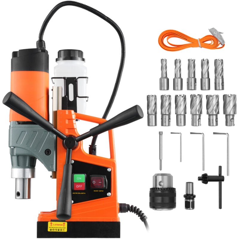 foto del prodotto mophorn trapano magnetico, trapano a colonna portatile 1450 w, 12500 n, 850 giri min, max. diametro del foro punta per carotaggio 40 mm, max.