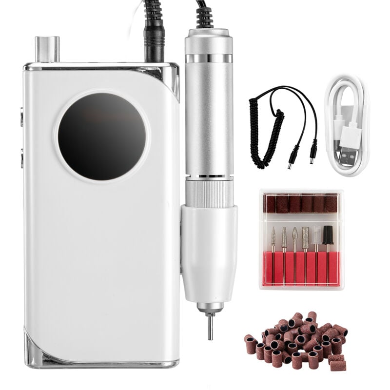 foto del prodotto mophorn trapano unghie elettrico ricaricabile 157x76x42 mm lima per unghie portatile senza fili 40000 giri min con schermo lcd, 6 punte, 50 bande