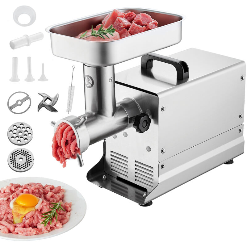 foto del prodotto mophorn tritacarne elettrico, capacit 5 libbre min, tritacarne commerciale in acciaio inox con lama e piastra, macchina per salsicce per cucina,